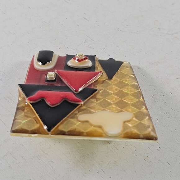 House Pins by Lucinda Brooch Red Black Crown Cloud Tree Art Deco House Design - Picture 7 of 9
